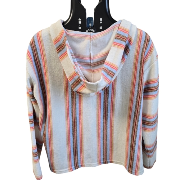 Billabong Baja Sands Pullover Hoodie Size Small V Neck Terry Cloth White - Picture 4 of 8